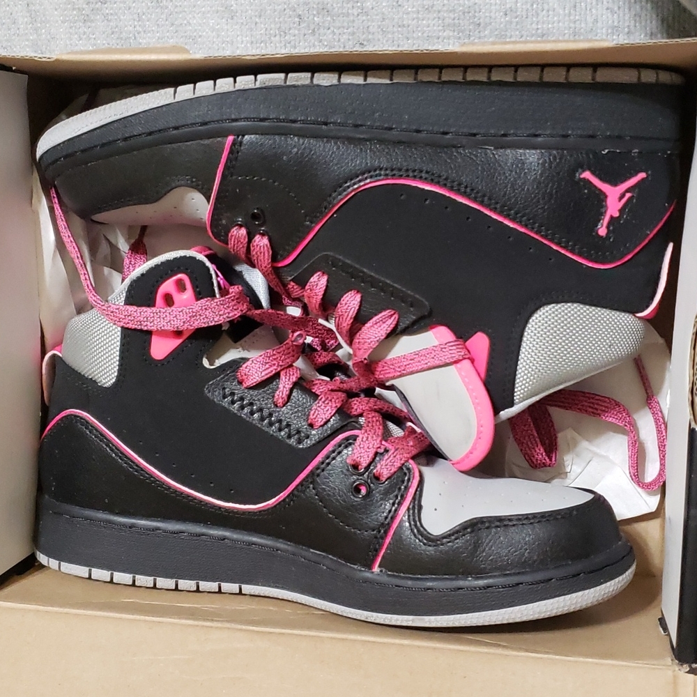5Y Jordan 1 Flight 2 GG (black, hyper pink-wolf grey)